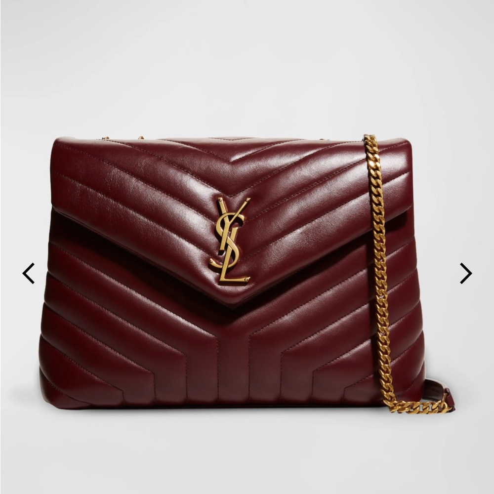Loulou Medium YSL Shoulder Bag in Quilted Burgundy Leather
